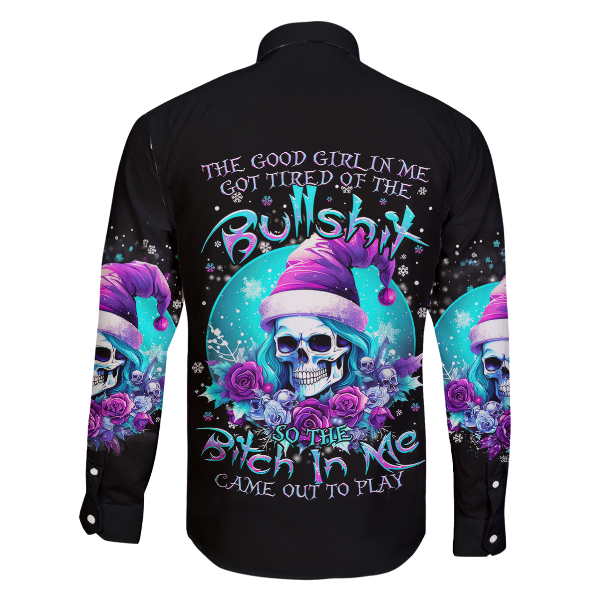 Skull Witch Santa Family Matching Long Sleeve Bodycon Dress and Hawaiian Shirt The Good Girl In Me Got Tired So Bitch In Me Came Out - Wonder Print Shop