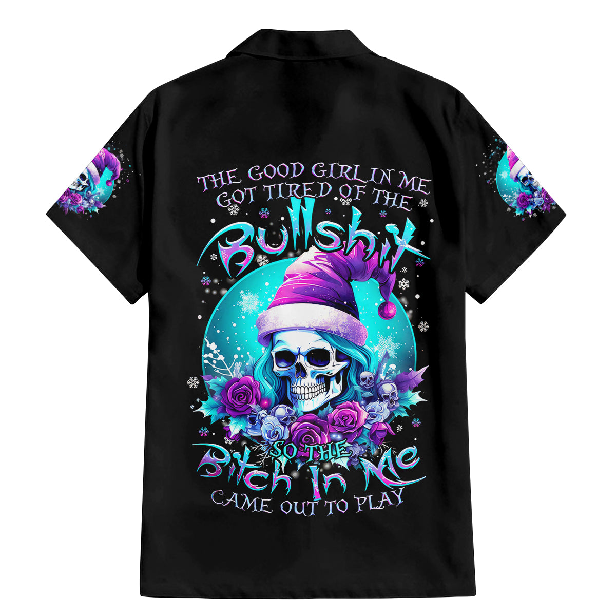 Skull Witch Santa Family Matching Mermaid Dress and Hawaiian Shirt The Good Girl In Me Got Tired So Bitch In Me Came Out - Wonder Print Shop