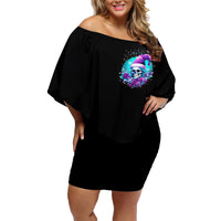 Skull Witch Santa Family Matching Off Shoulder Short Dress and Hawaiian Shirt The Good Girl In Me Got Tired So Bitch In Me Came Out - Wonder Print Shop