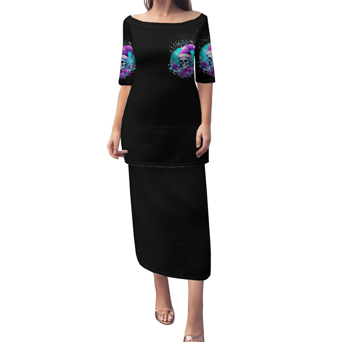 Skull Witch Santa Family Matching Puletasi Dress and Hawaiian Shirt The Good Girl In Me Got Tired So Bitch In Me Came Out - Wonder Print Shop