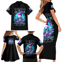 Skull Witch Santa Family Matching Short Sleeve Bodycon Dress and Hawaiian Shirt The Good Girl In Me Got Tired So Bitch In Me Came Out - Wonder Print Shop