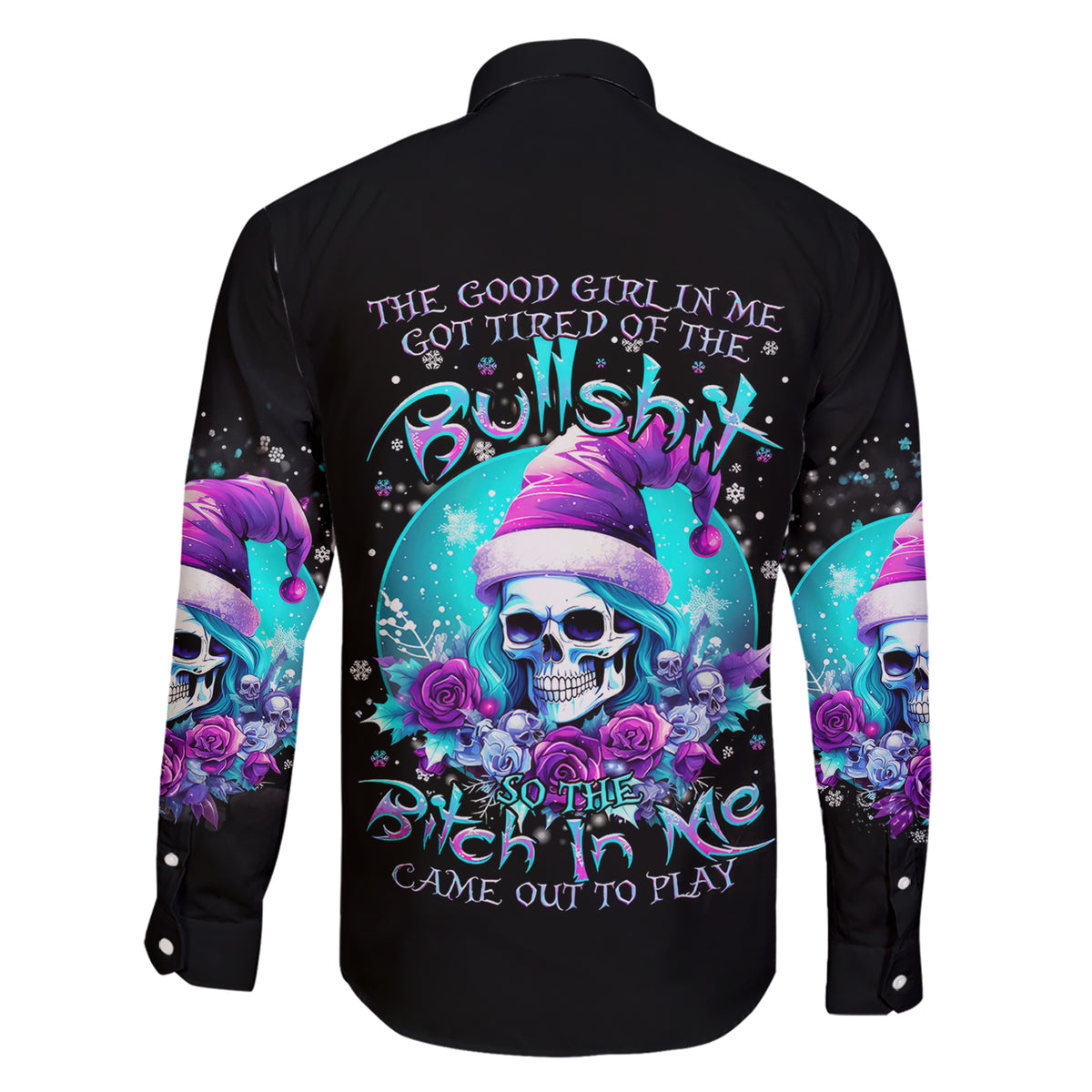 Skull Witch Santa Family Matching Short Sleeve Bodycon Dress and Hawaiian Shirt The Good Girl In Me Got Tired So Bitch In Me Came Out - Wonder Print Shop