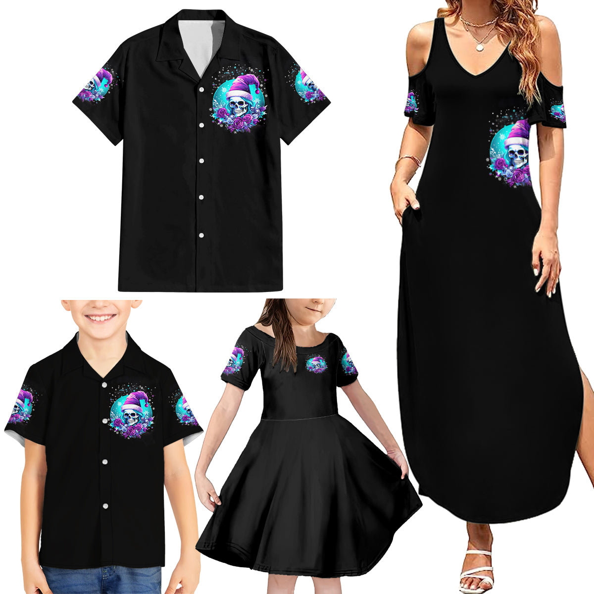 Skull Witch Santa Family Matching Summer Maxi Dress and Hawaiian Shirt The Good Girl In Me Got Tired So Bitch In Me Came Out - Wonder Print Shop