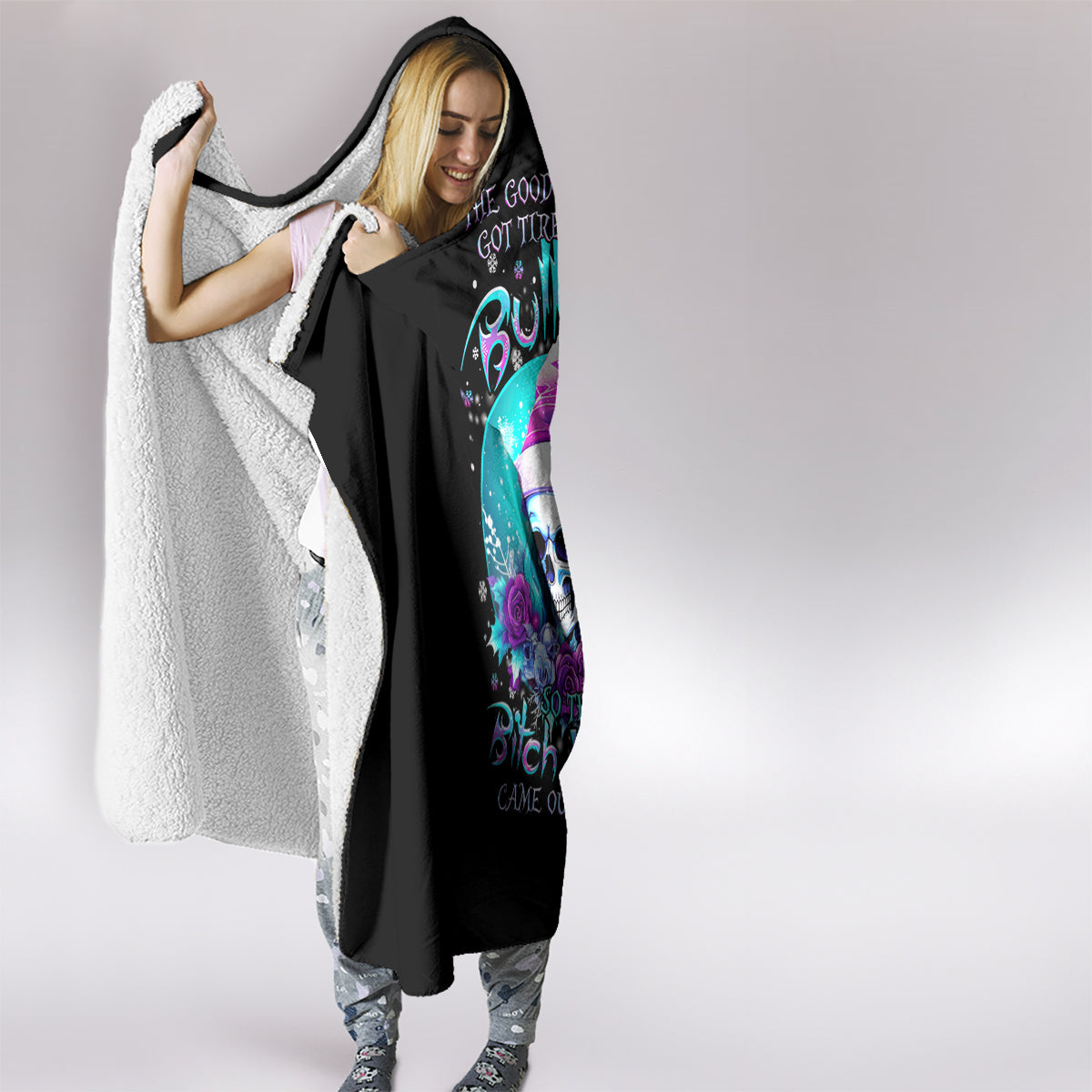 skull-witch-santa-hooded-blanket-the-good-girl-in-me-got-tired-so-bitch-in-me-came-out