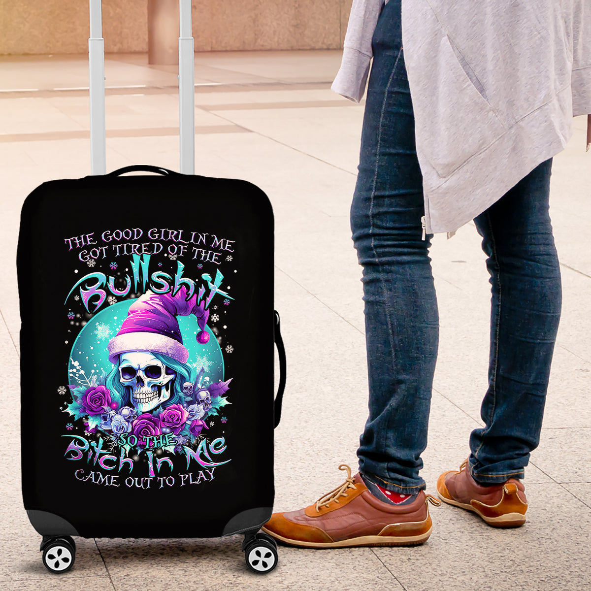Skull Witch Santa Luggage Cover The Good Girl In Me Got Tired So Bitch In Me Came Out - Wonder Print Shop
