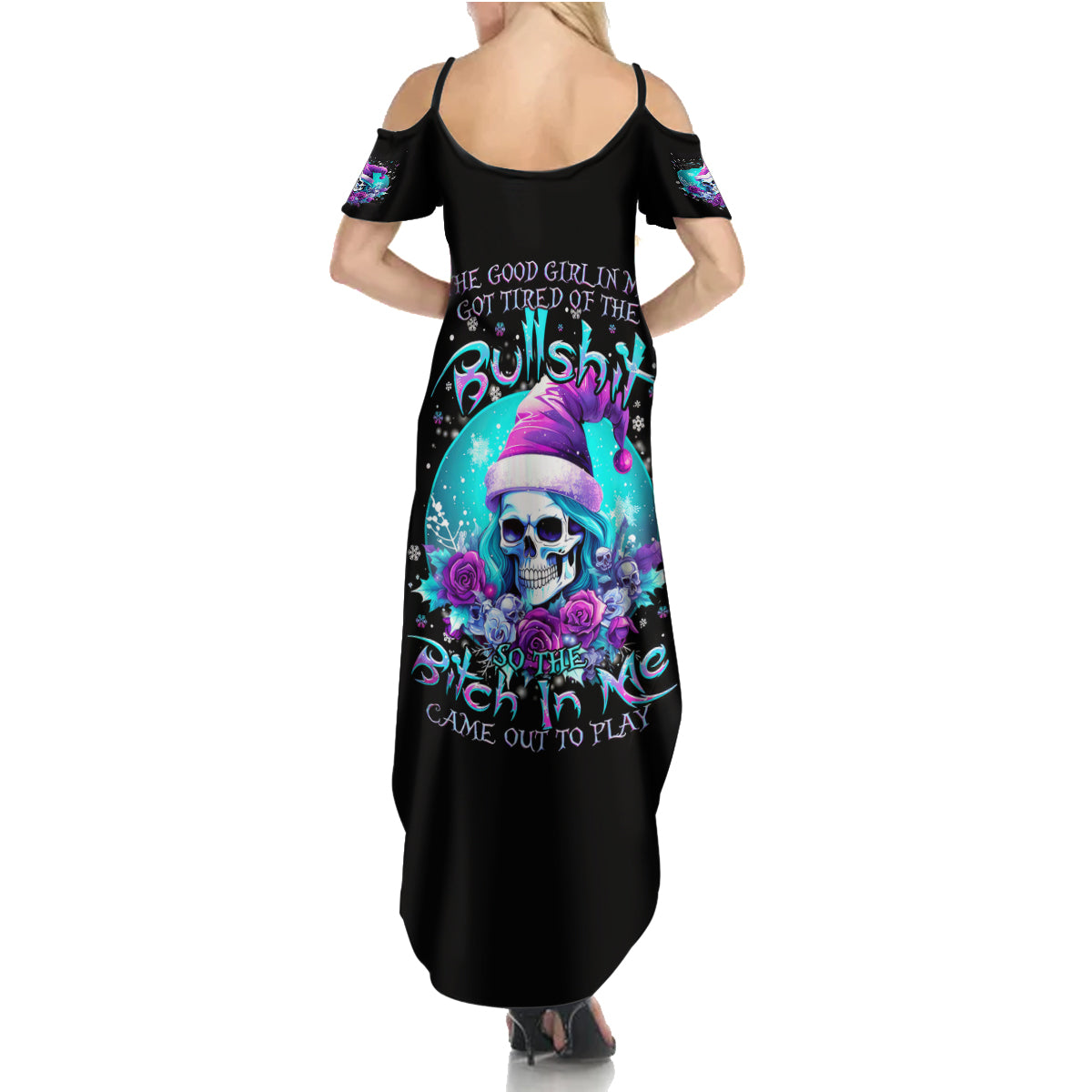 Skull Witch Santa Summer Maxi Dress The Good Girl In Me Got Tired So Bitch In Me Came Out - Wonder Print Shop