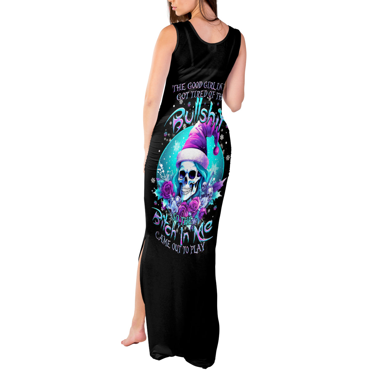 Skull Witch Santa Tank Maxi Dress The Good Girl In Me Got Tired So Bitch In Me Came Out - Wonder Print Shop