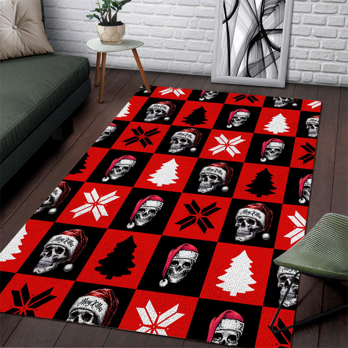 Scary Skeleton Area Rug Skeleton Inside Ugly Christmas - Wonder Print Shop