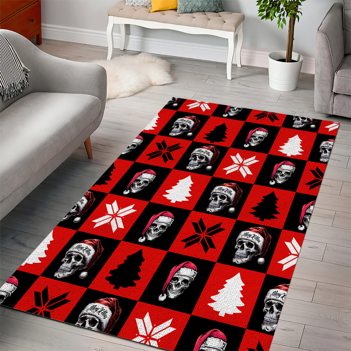 Scary Skeleton Area Rug Skeleton Inside Ugly Christmas - Wonder Print Shop