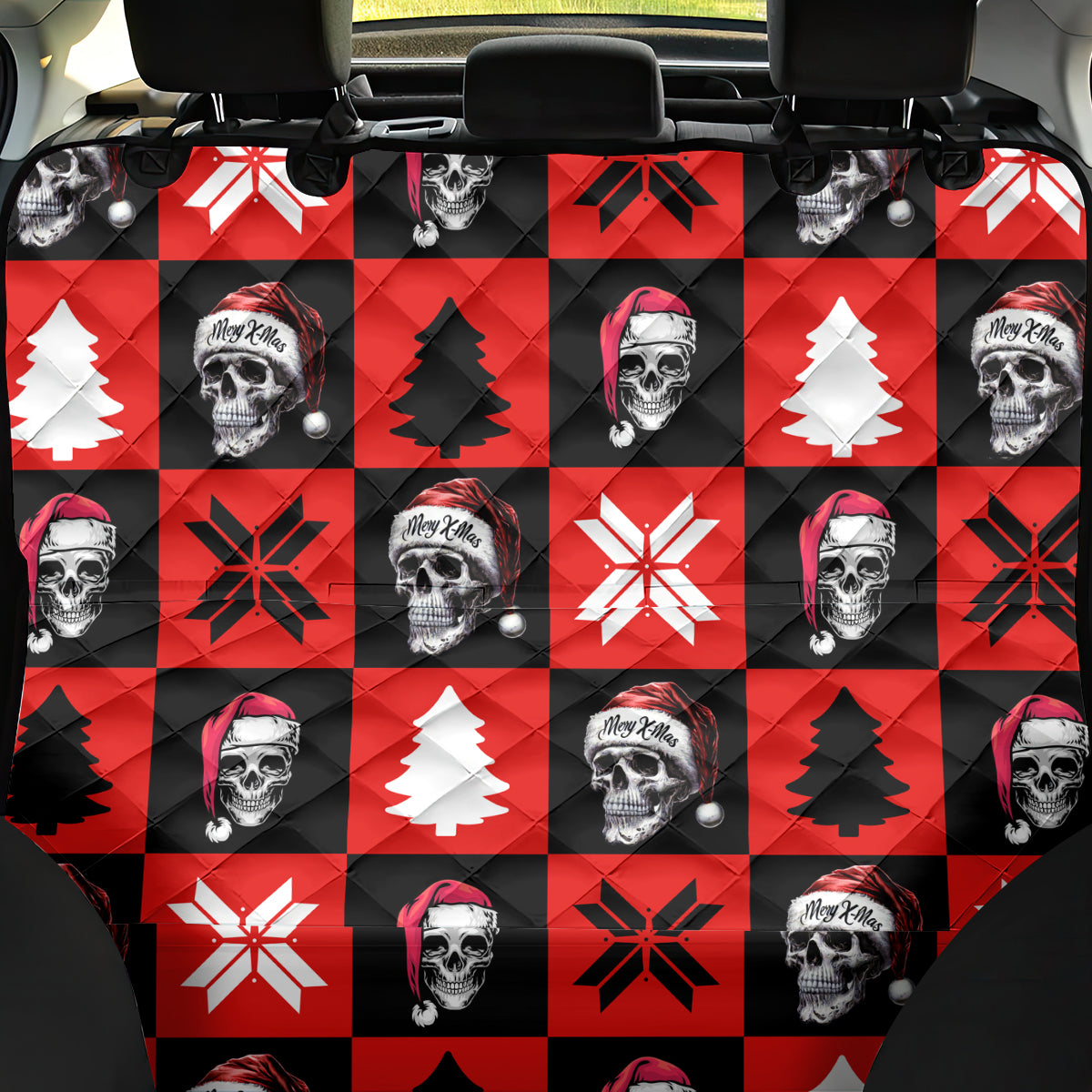 Scary Skeleton Back Car Seat Cover Skeleton Inside Ugly Christmas - Wonder Print Shop