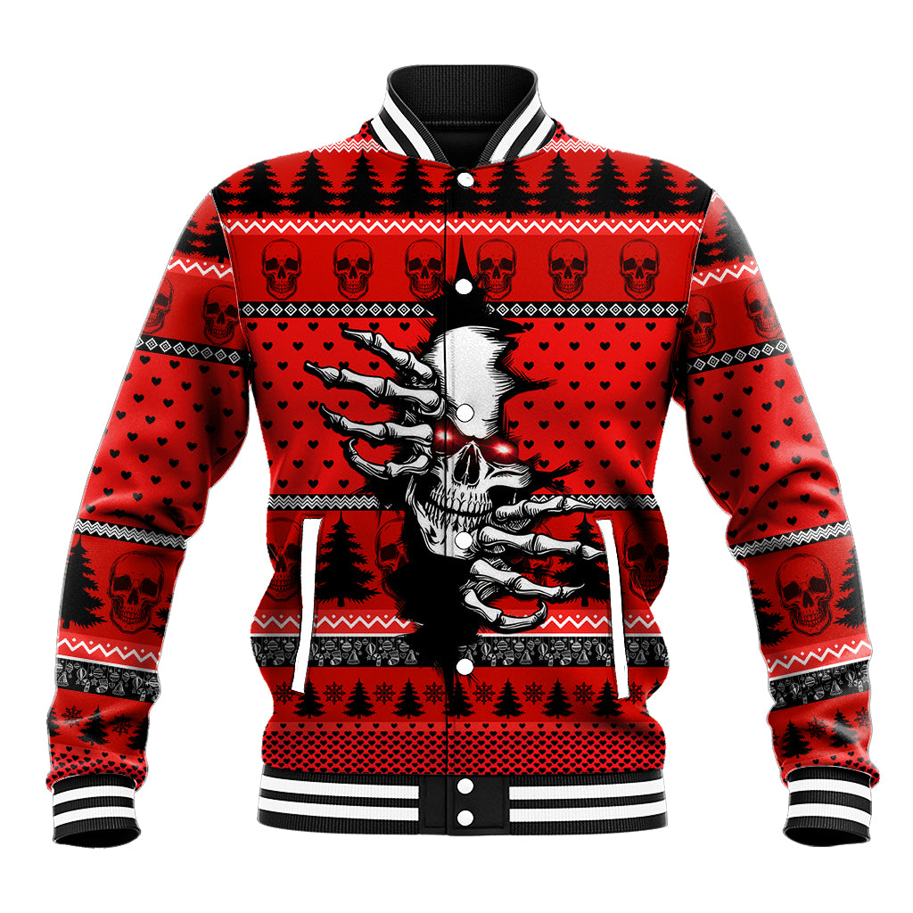 Scary Skeleton Baseball Jacket Skeleton Inside Ugly Christmas - Wonder Print Shop