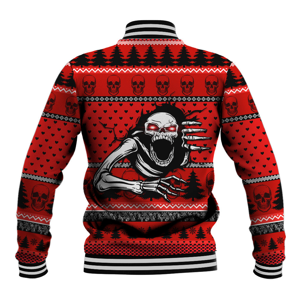 Scary Skeleton Baseball Jacket Skeleton Inside Ugly Christmas - Wonder Print Shop