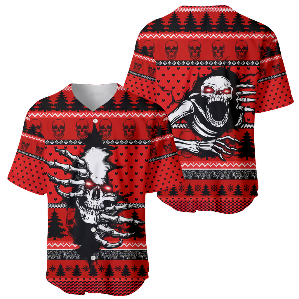 Scary Skeleton Baseball Jersey Skeleton Inside Ugly Christmas - Wonder Print Shop