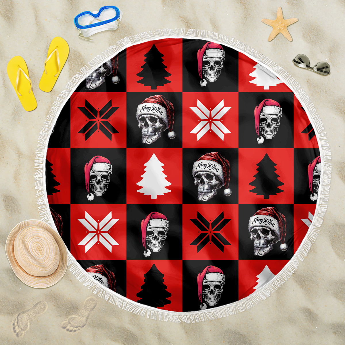 Scary Skeleton Beach Blanket Skeleton Inside Ugly Christmas - Wonder Print Shop