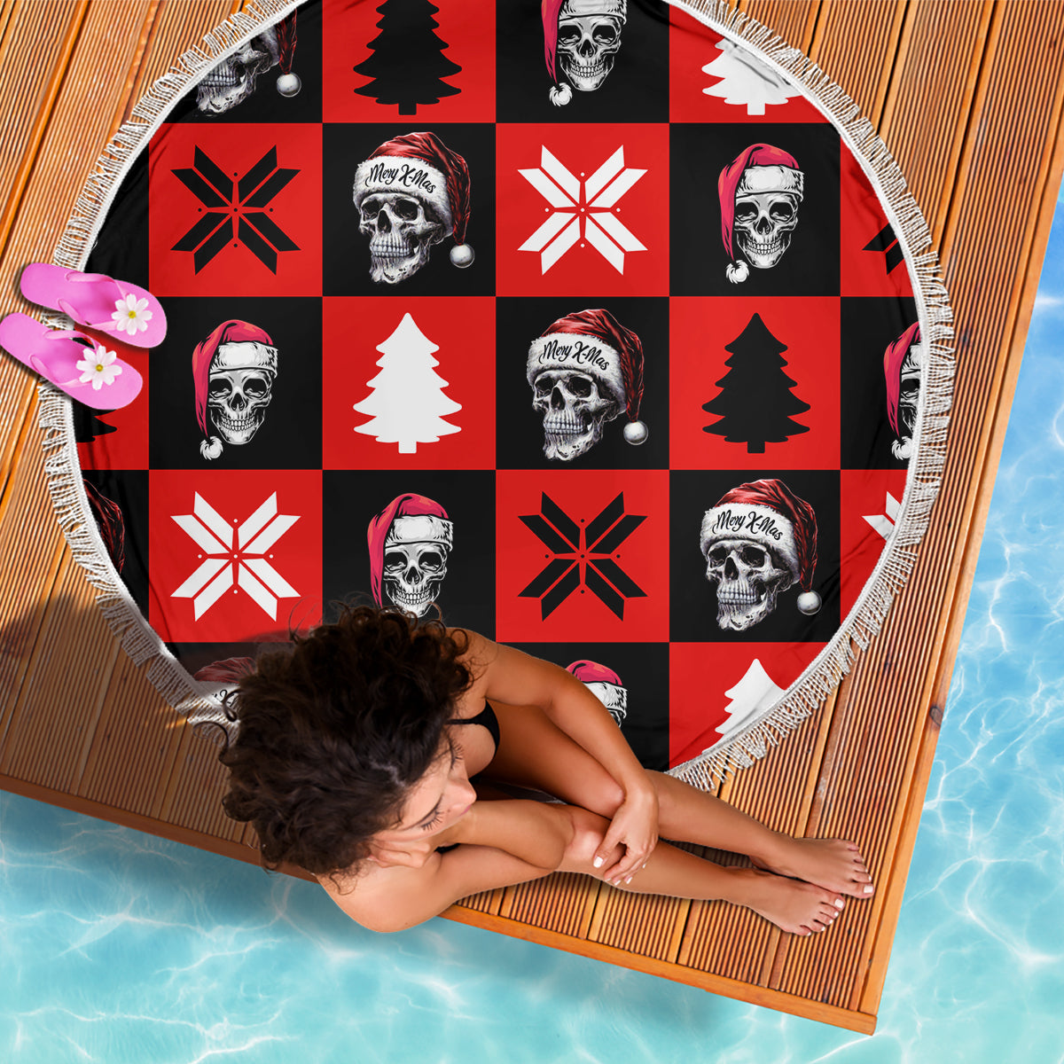 Scary Skeleton Beach Blanket Skeleton Inside Ugly Christmas - Wonder Print Shop