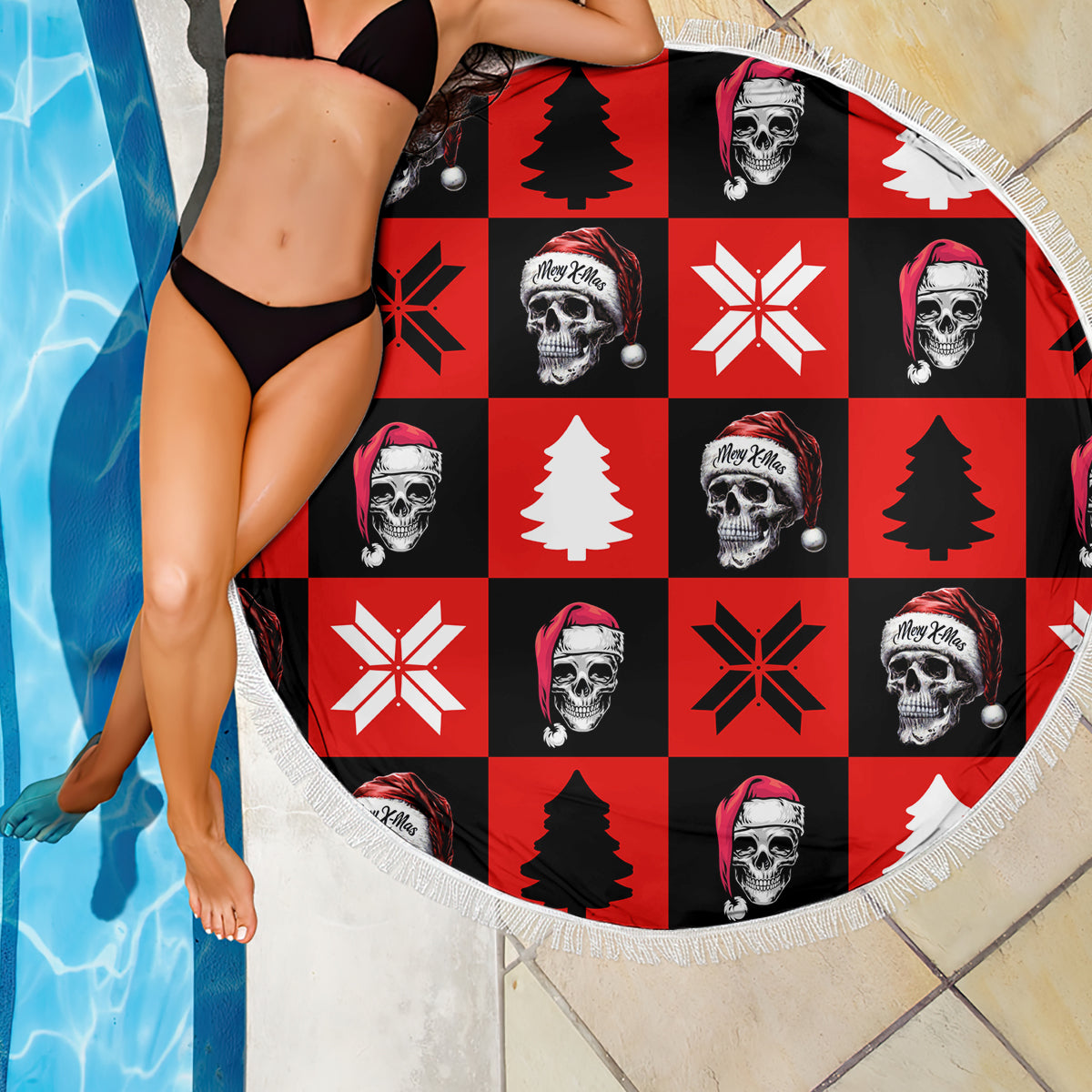 Scary Skeleton Beach Blanket Skeleton Inside Ugly Christmas - Wonder Print Shop