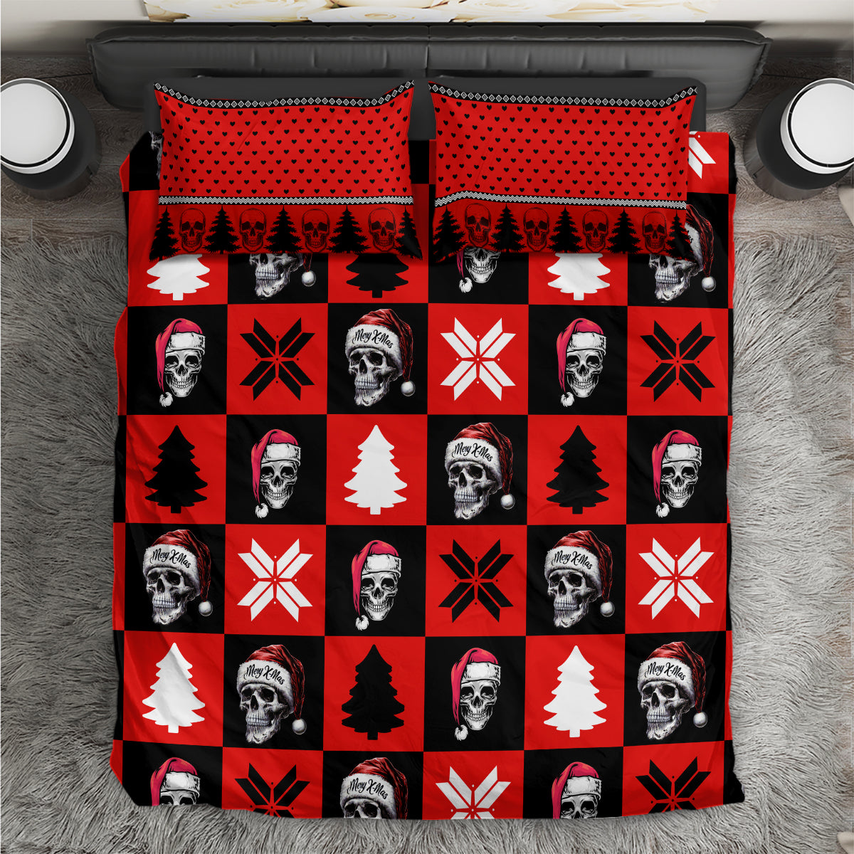 Scary Skeleton Bedding Set Skeleton Inside Ugly Christmas - Wonder Print Shop