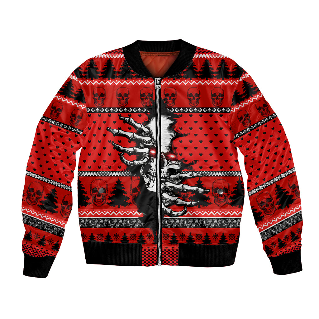 Scary Skeleton Bomber Jacket Skeleton Inside Ugly Christmas - Wonder Print Shop