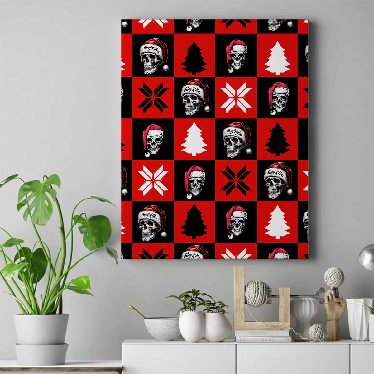 Scary Skeleton Canvas Wall Art Skeleton Inside Ugly Christmas - Wonder Print Shop