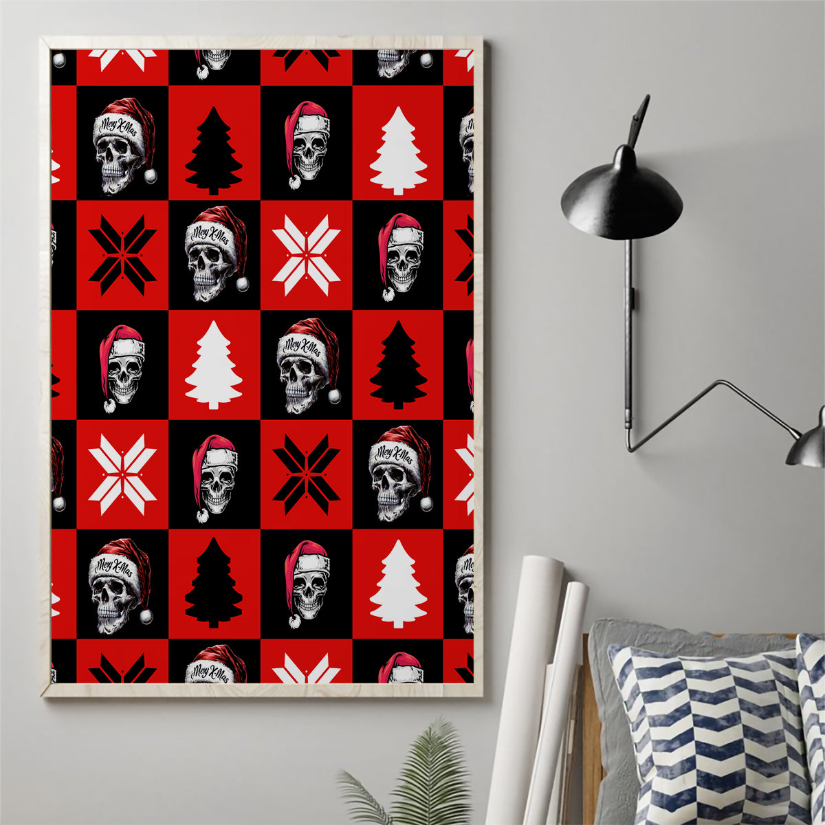 Scary Skeleton Canvas Wall Art Skeleton Inside Ugly Christmas - Wonder Print Shop