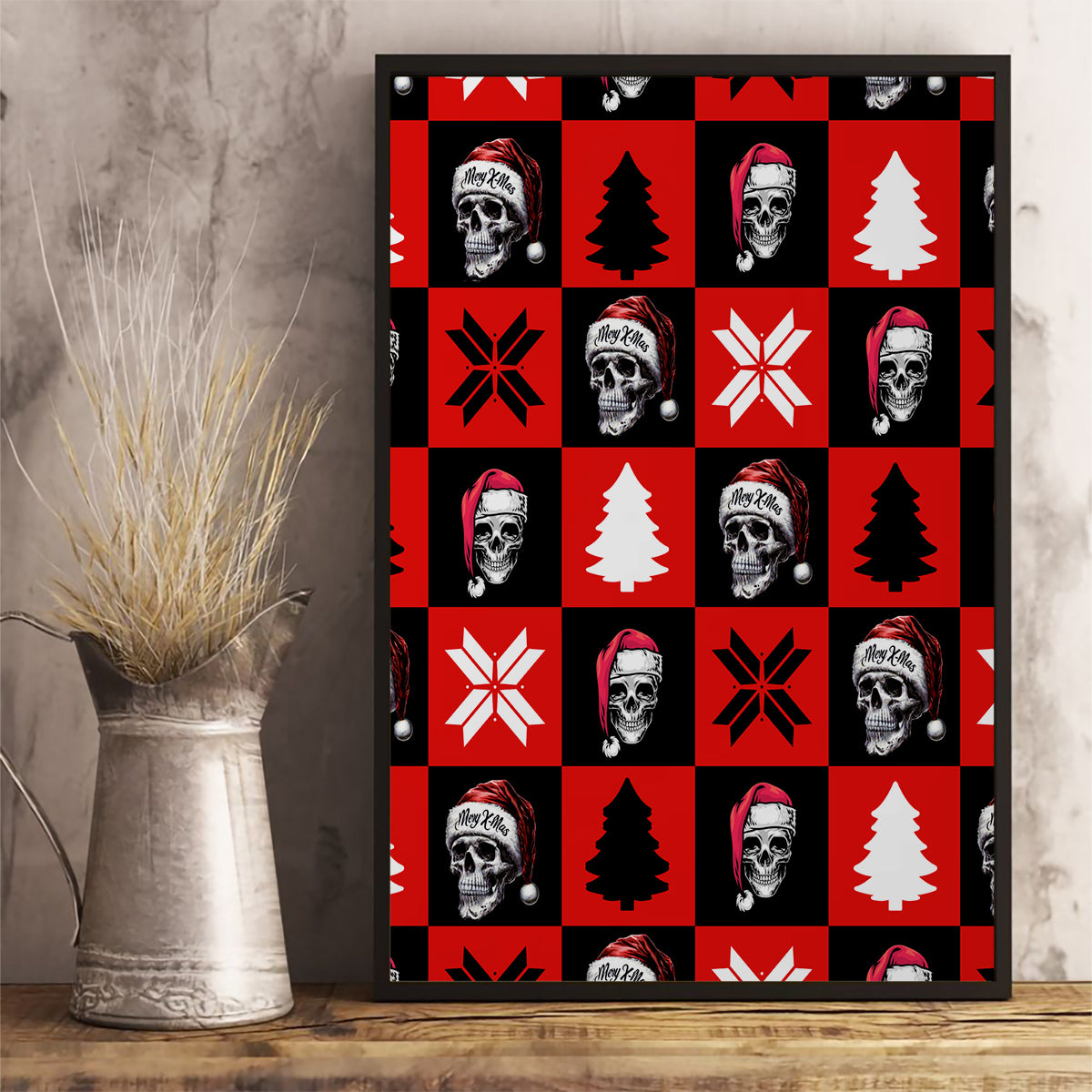 Scary Skeleton Canvas Wall Art Skeleton Inside Ugly Christmas - Wonder Print Shop