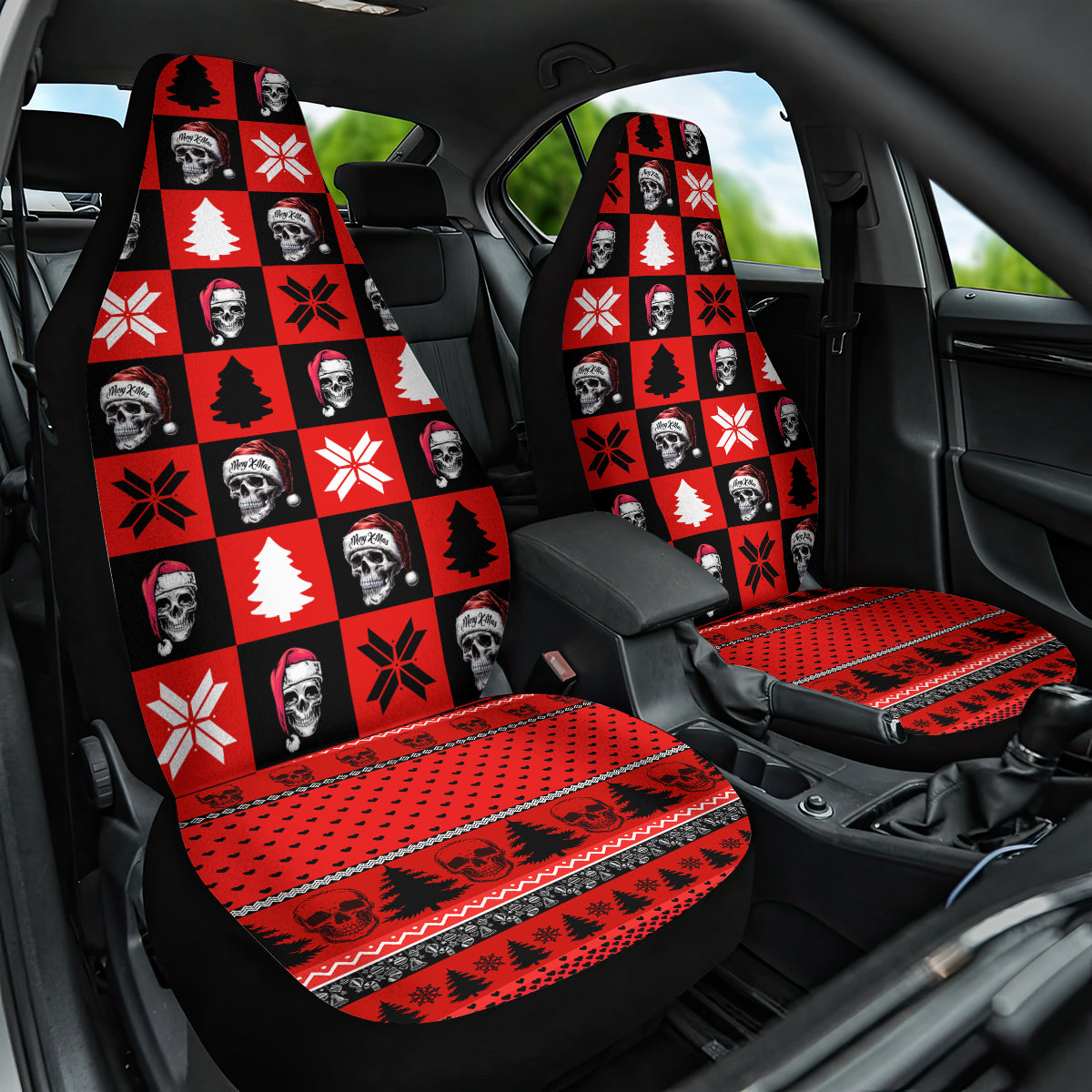 Scary Skeleton Car Seat Cover Skeleton Inside Ugly Christmas - Wonder Print Shop