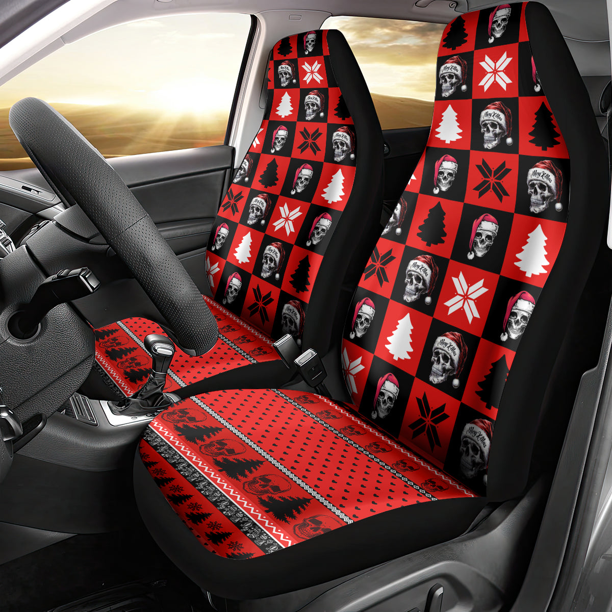 Scary Skeleton Car Seat Cover Skeleton Inside Ugly Christmas - Wonder Print Shop