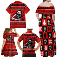 Scary Skeleton Family Matching Off Shoulder Maxi Dress and Hawaiian Shirt Skeleton Inside Ugly Christmas - Wonder Print Shop