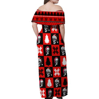 Scary Skeleton Family Matching Off Shoulder Maxi Dress and Hawaiian Shirt Skeleton Inside Ugly Christmas - Wonder Print Shop
