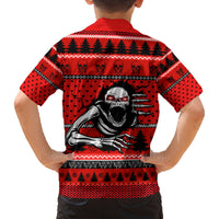 Scary Skeleton Family Matching Off Shoulder Short Dress and Hawaiian Shirt Skeleton Inside Ugly Christmas - Wonder Print Shop