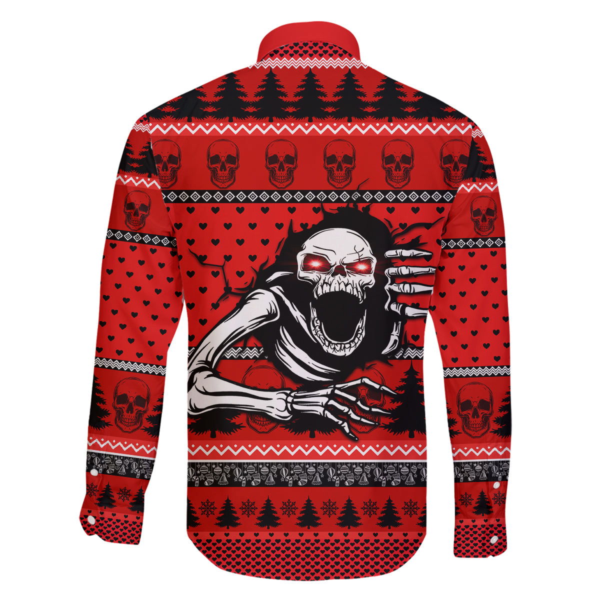 Scary Skeleton Family Matching Off Shoulder Short Dress and Hawaiian Shirt Skeleton Inside Ugly Christmas - Wonder Print Shop