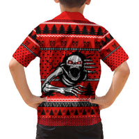 Scary Skeleton Family Matching Short Sleeve Bodycon Dress and Hawaiian Shirt Skeleton Inside Ugly Christmas - Wonder Print Shop