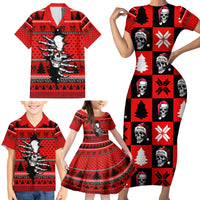 Scary Skeleton Family Matching Short Sleeve Bodycon Dress and Hawaiian Shirt Skeleton Inside Ugly Christmas - Wonder Print Shop