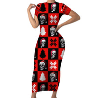 Scary Skeleton Family Matching Short Sleeve Bodycon Dress and Hawaiian Shirt Skeleton Inside Ugly Christmas - Wonder Print Shop