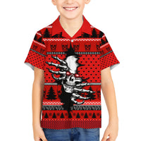 Scary Skeleton Family Matching Short Sleeve Bodycon Dress and Hawaiian Shirt Skeleton Inside Ugly Christmas - Wonder Print Shop