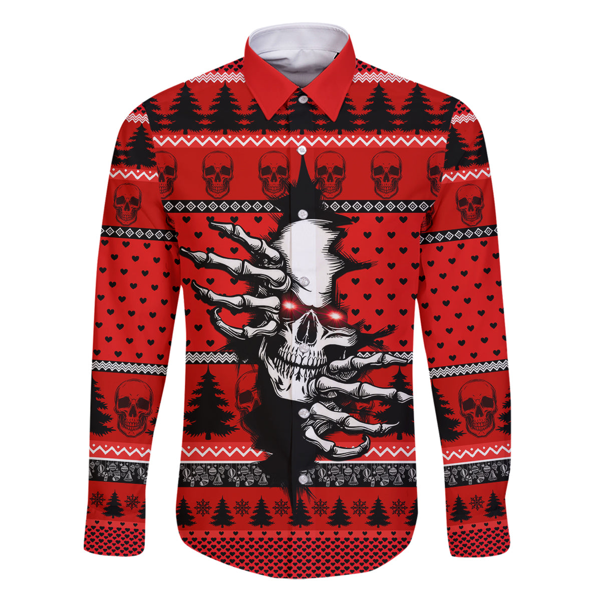 Scary Skeleton Family Matching Tank Maxi Dress and Hawaiian Shirt Skeleton Inside Ugly Christmas - Wonder Print Shop