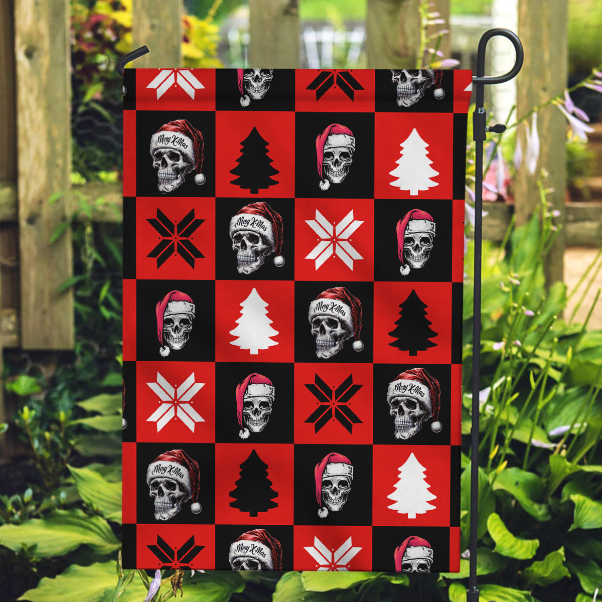 Scary Skeleton Garden Flag Skeleton Inside Ugly Christmas - Wonder Print Shop