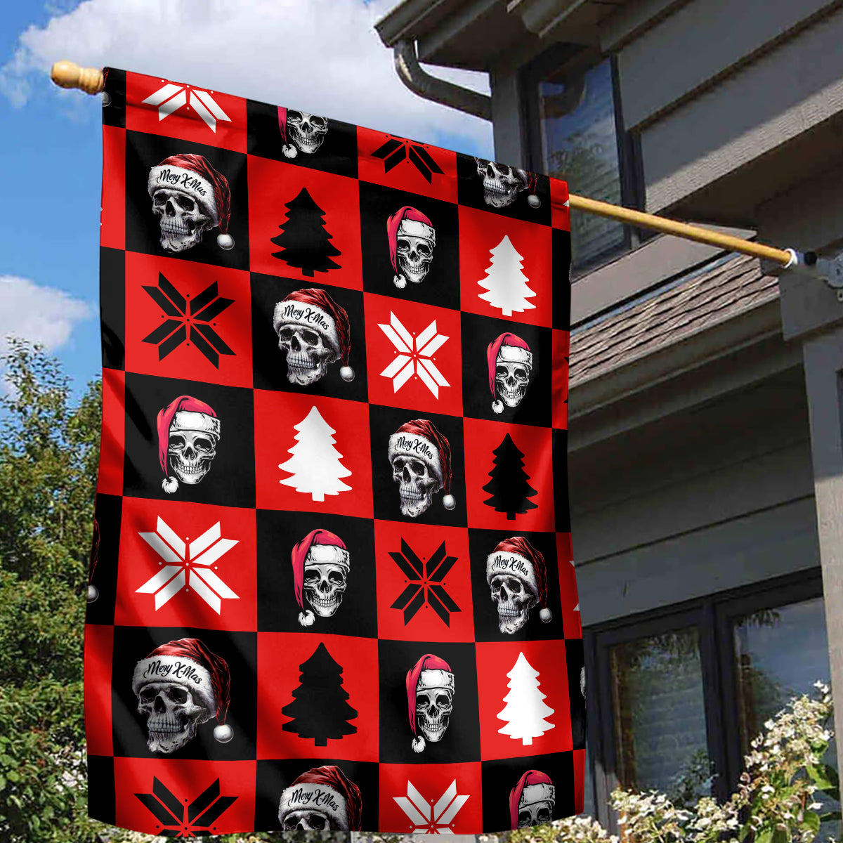 Scary Skeleton Garden Flag Skeleton Inside Ugly Christmas - Wonder Print Shop
