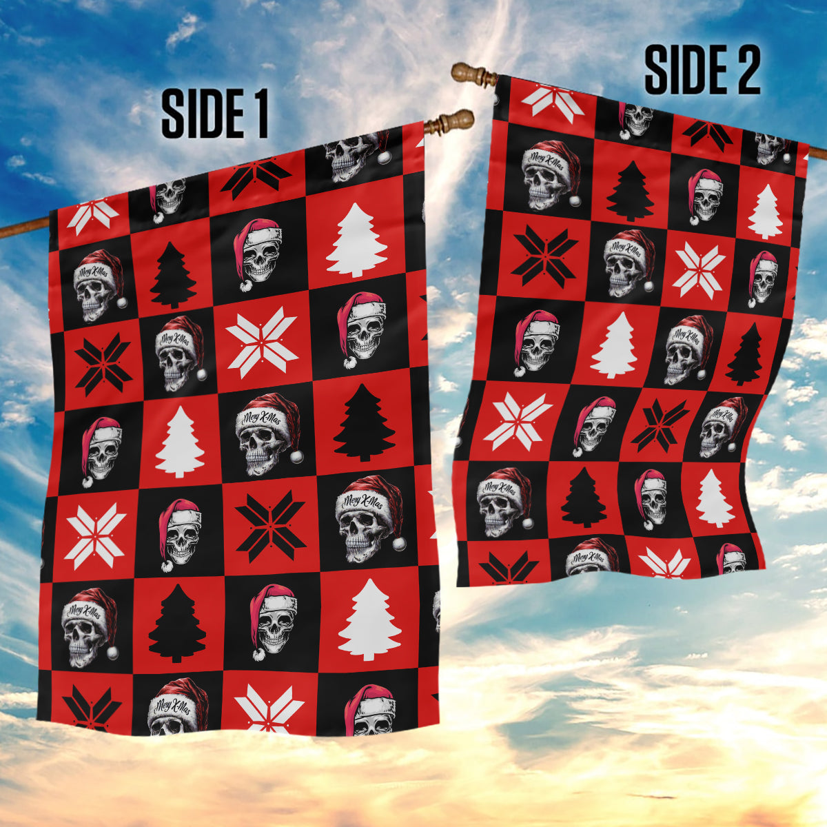 Scary Skeleton Garden Flag Skeleton Inside Ugly Christmas - Wonder Print Shop