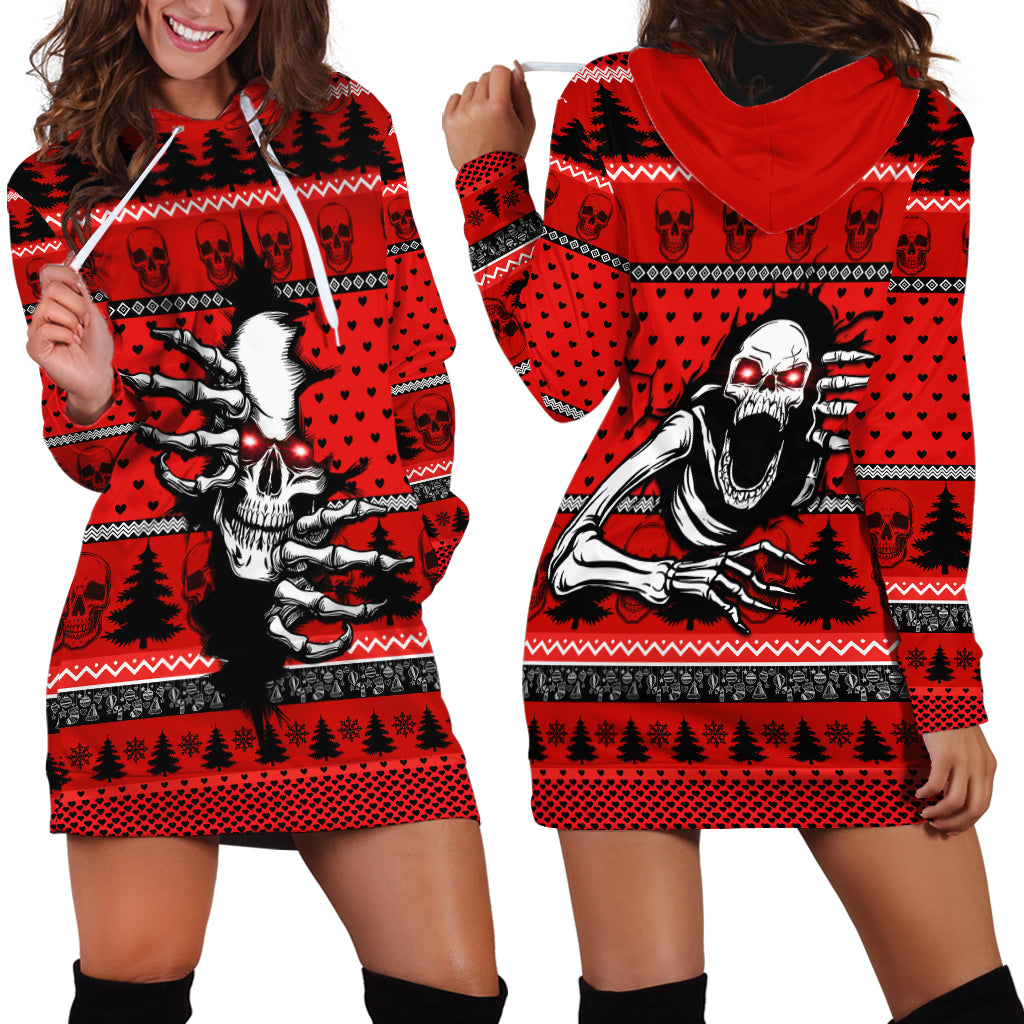 Scary Skeleton Hoodie Dress Skeleton Inside Ugly Christmas - Wonder Print Shop