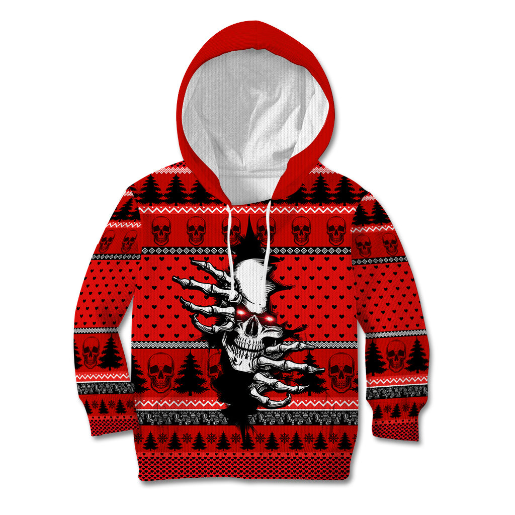 Scary Skeleton Kid Hoodie Skeleton Inside Ugly Christmas - Wonder Print Shop