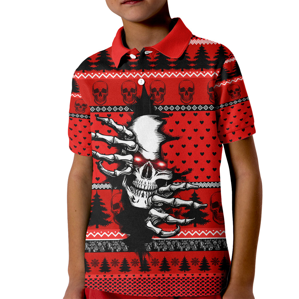 Scary Skeleton Kid Polo Shirt Skeleton Inside Ugly Christmas - Wonder Print Shop