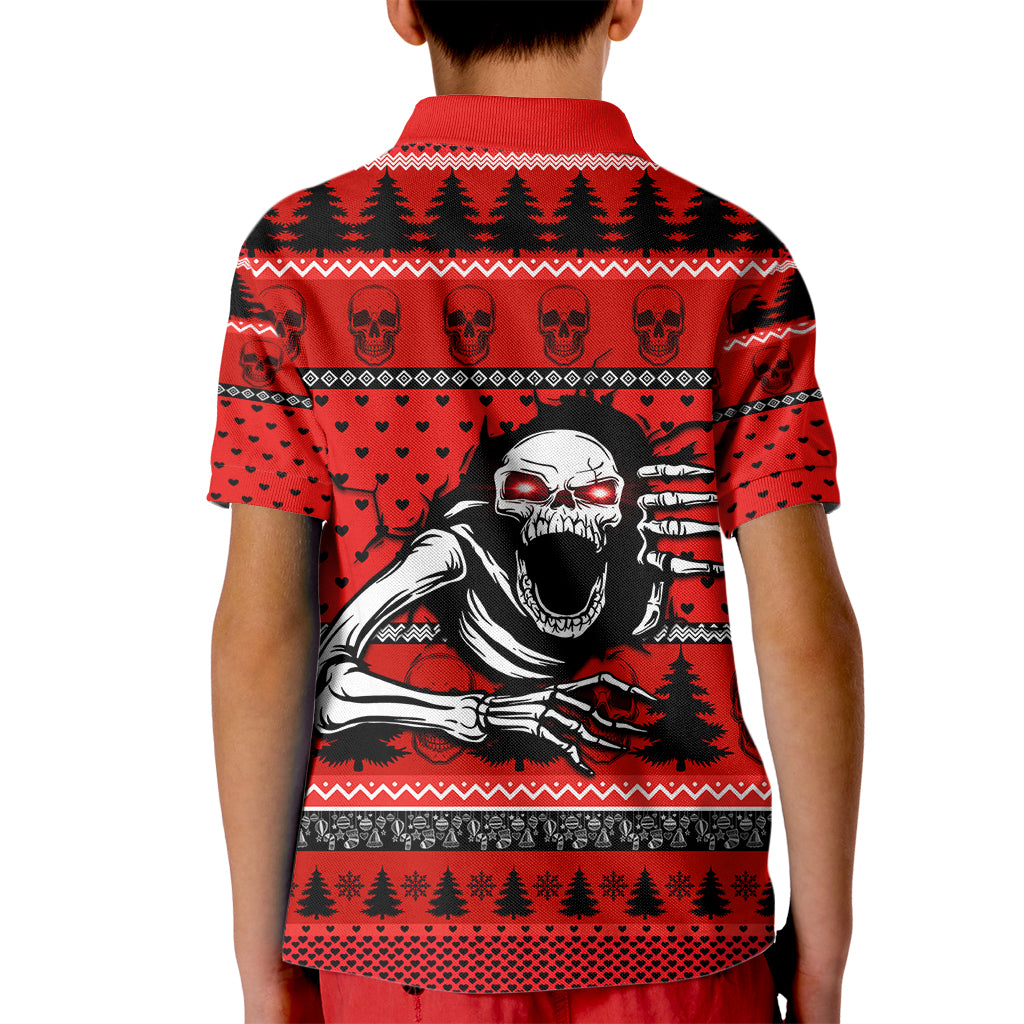 Scary Skeleton Kid Polo Shirt Skeleton Inside Ugly Christmas - Wonder Print Shop
