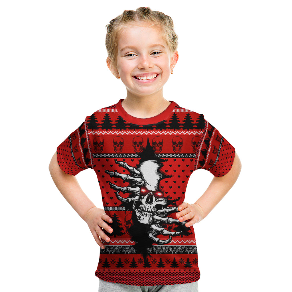 Scary Skeleton Kid T Shirt Skeleton Inside Ugly Christmas - Wonder Print Shop