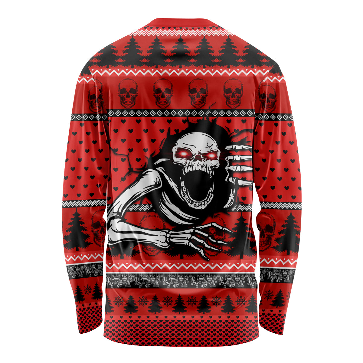 Scary Skeleton Long Sleeve Shirt Skeleton Inside Ugly Christmas - Wonder Print Shop