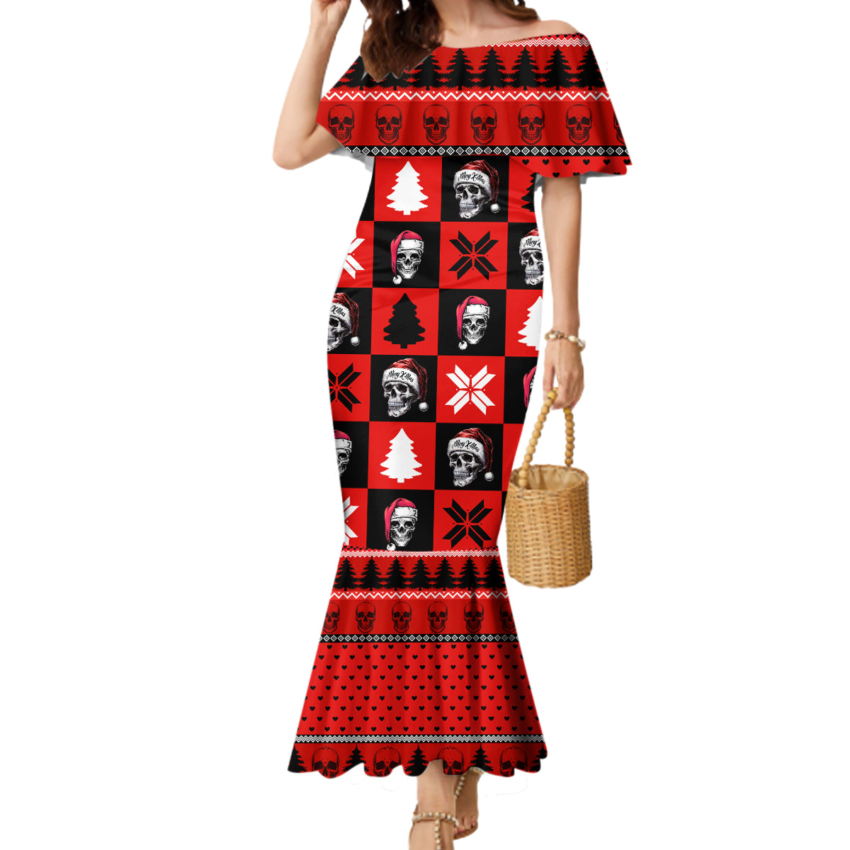 Scary Skeleton Mermaid Dress Skeleton Inside Ugly Christmas - Wonder Print Shop