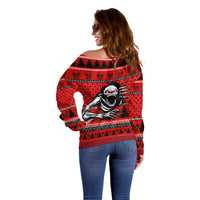 Scary Skeleton Off Shoulder Sweater Skeleton Inside Ugly Christmas - Wonder Print Shop