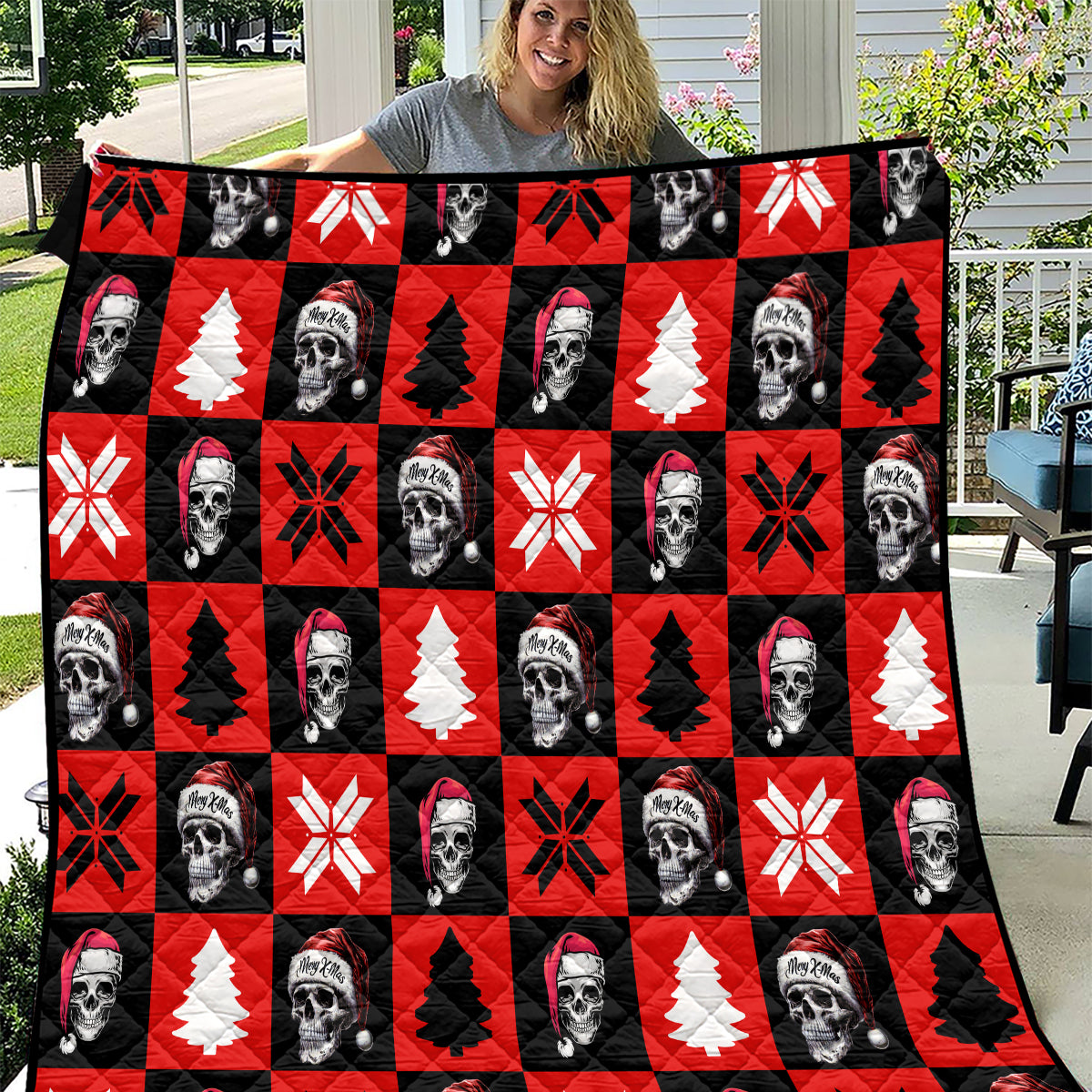 Scary Skeleton Quilt Skeleton Inside Ugly Christmas - Wonder Print Shop