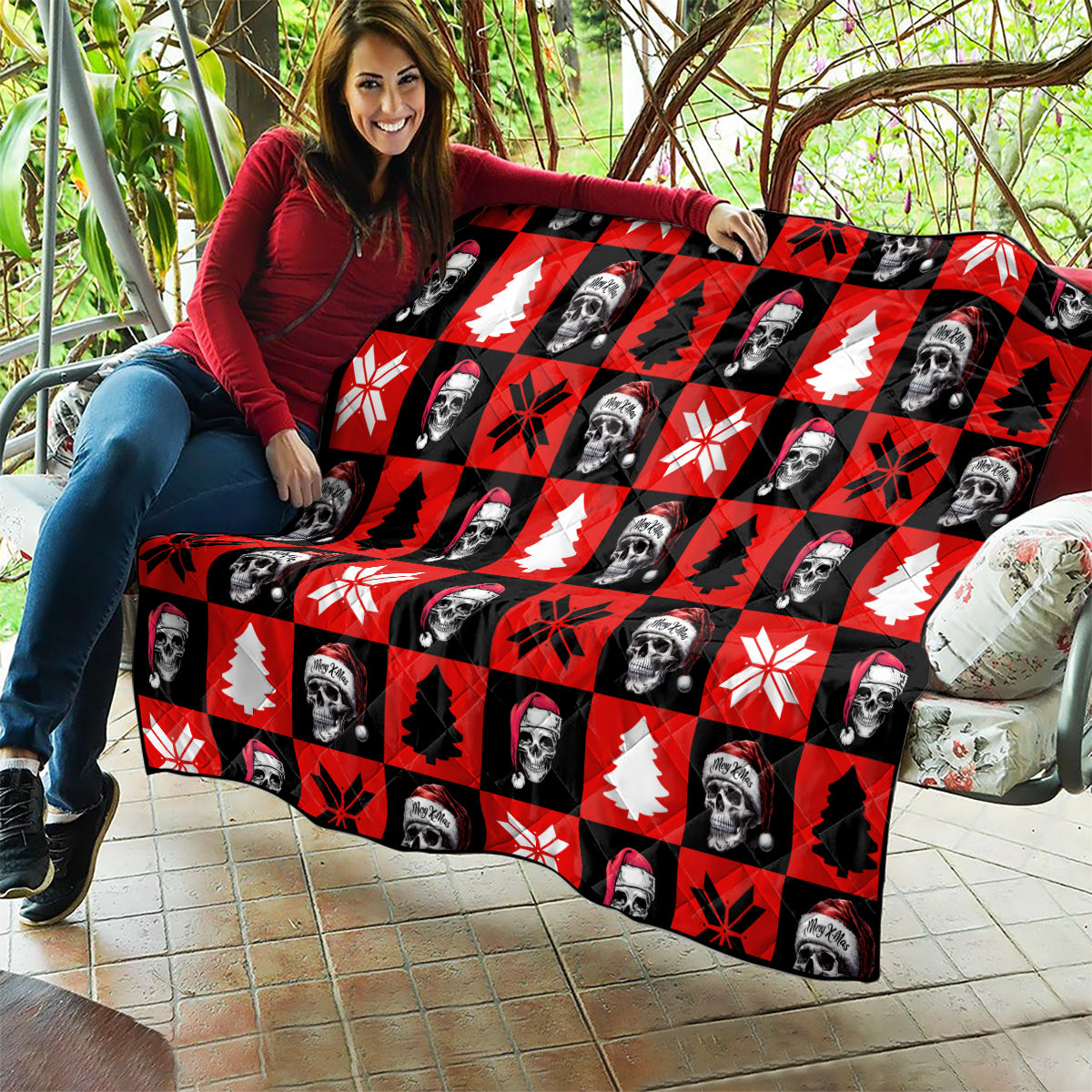 Scary Skeleton Quilt Skeleton Inside Ugly Christmas - Wonder Print Shop