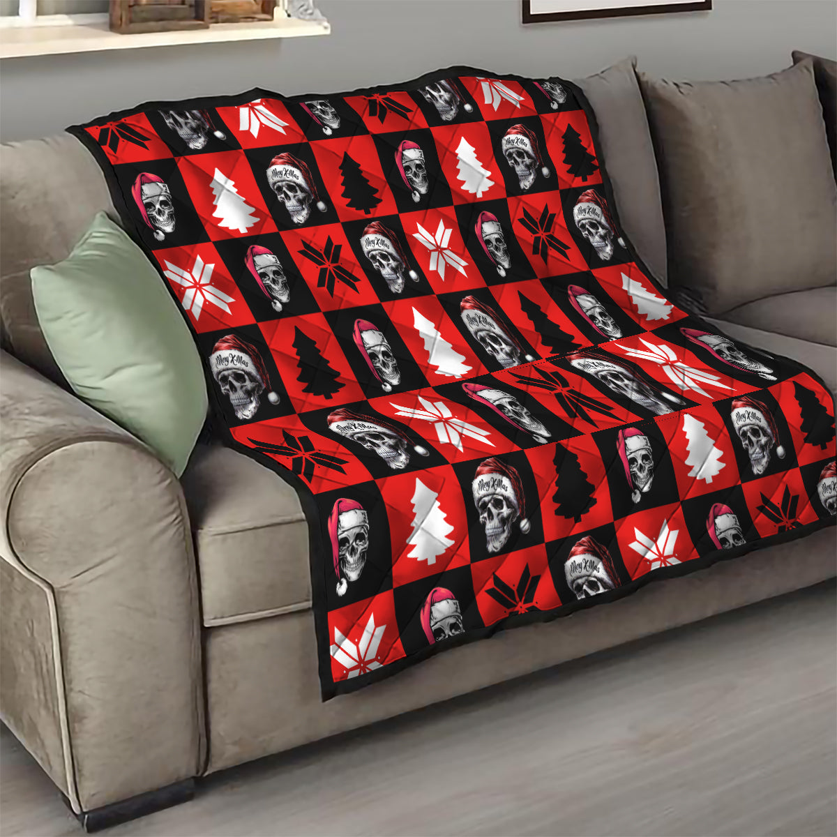 Scary Skeleton Quilt Skeleton Inside Ugly Christmas - Wonder Print Shop